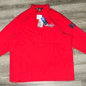 Washington Capitals adidas Game 1/4 Zip Long Sleeve Pullover Jacket Red New